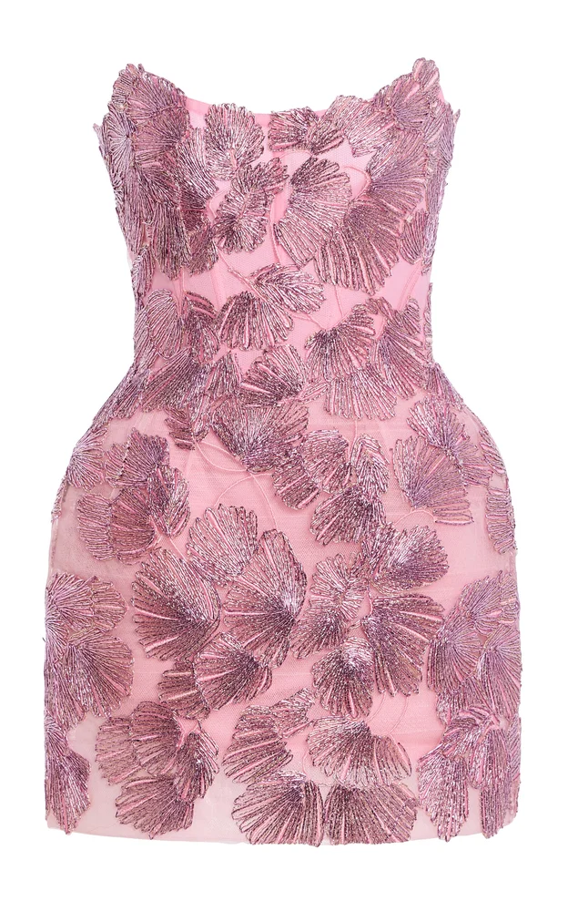 Embroidered Strapless Mini Cocktail Dress