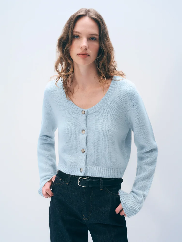 Cashmere Scoop Short-Length Cardigan