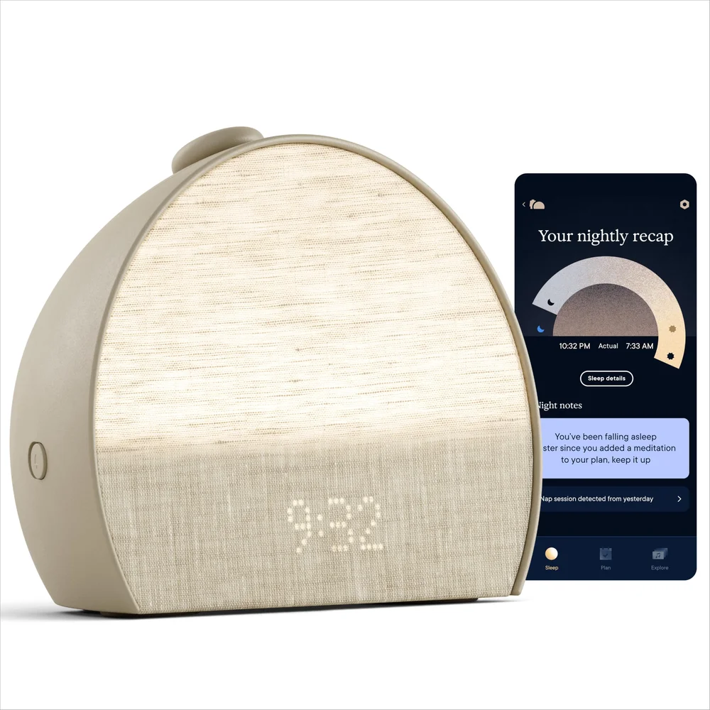 Hatch Sleep Clock Bedside Sleep Tracker Smart Light Sound Machine Greige