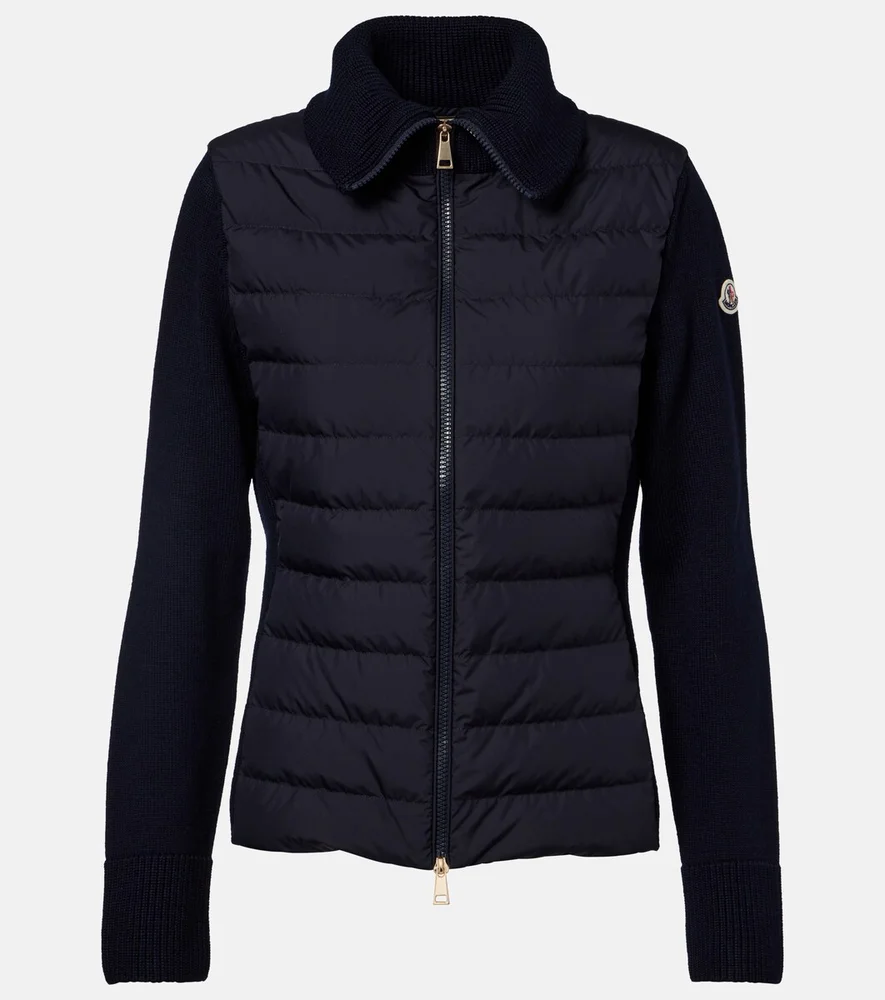 Paneled quilted down jacket