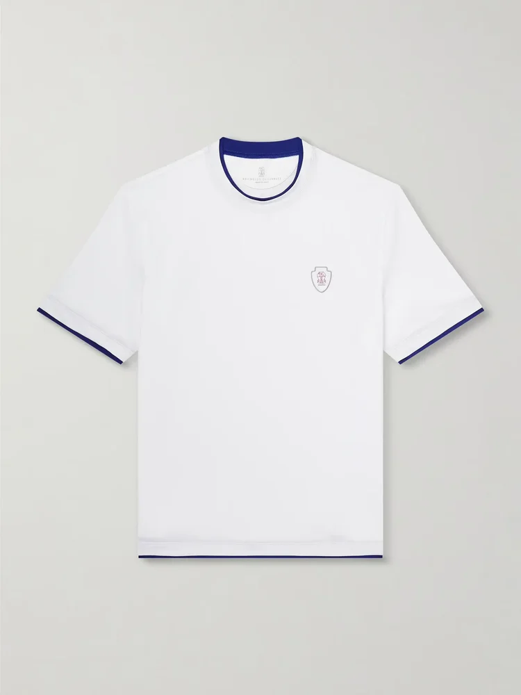 Logo-Appliquéd Tech-Jersey Tennis Shirt