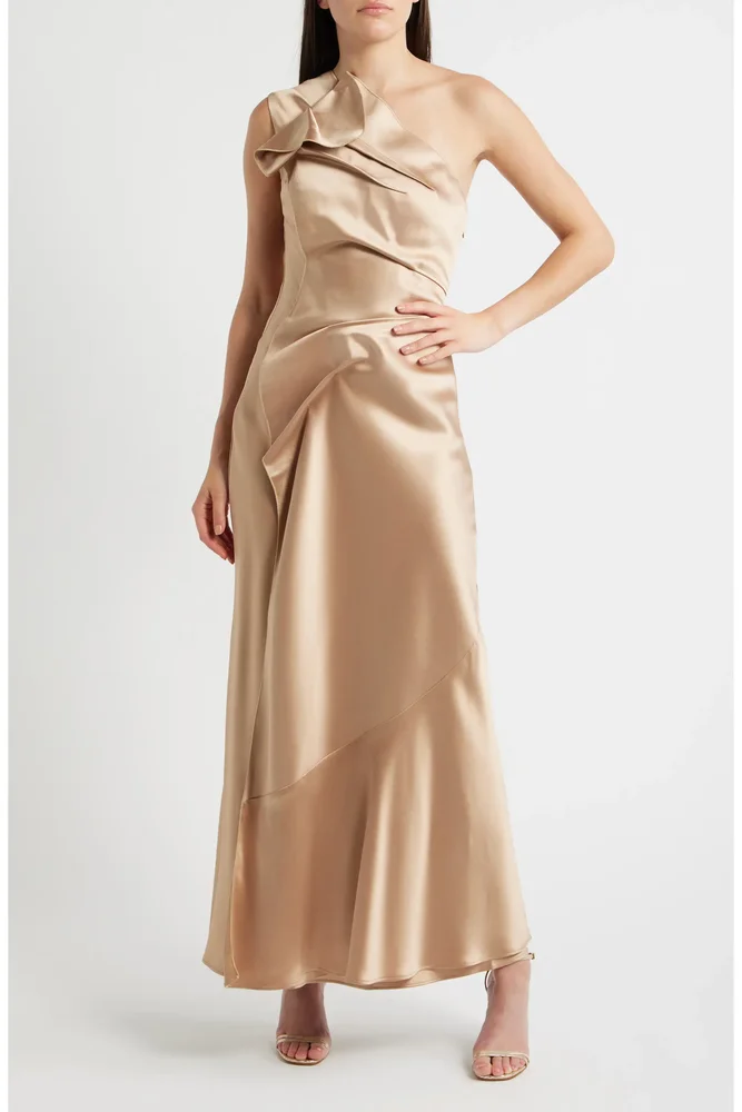 Werona One-Shoulder Satin Gown