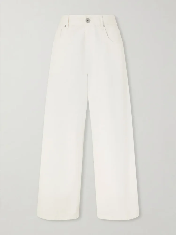 Embellished high-rise wide-leg jeans