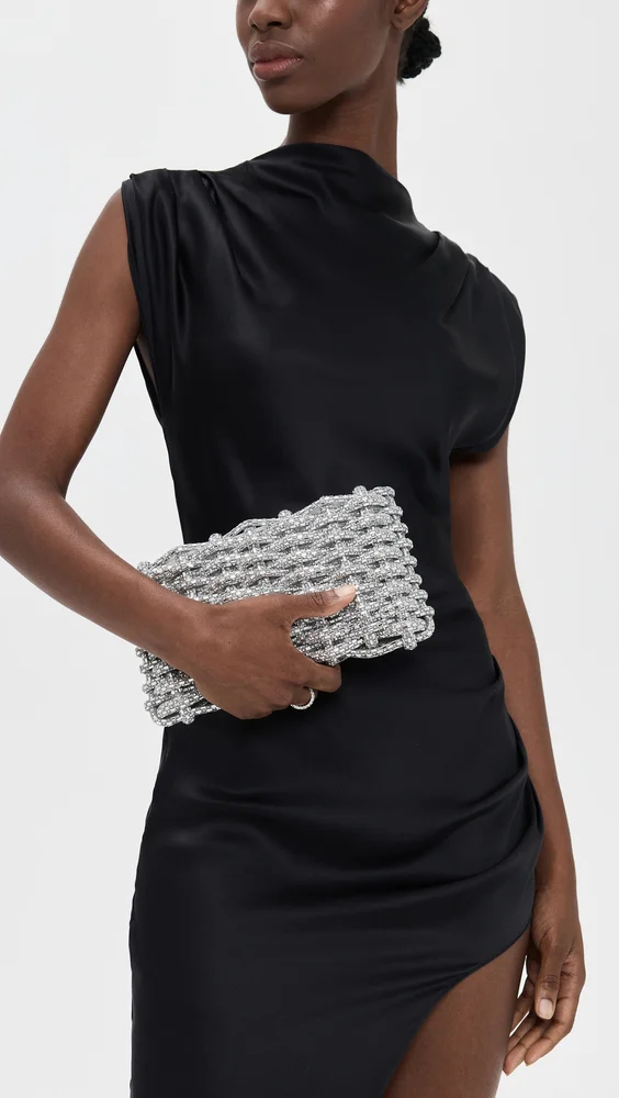 Morgan Woven Rhinestone Clutch