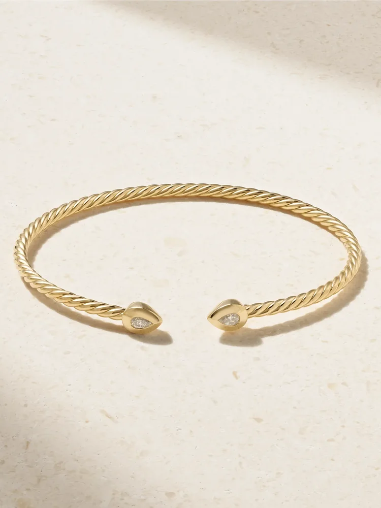 Petite Modern Renaissance® Cablespira® 18-karat gold diamond cuff