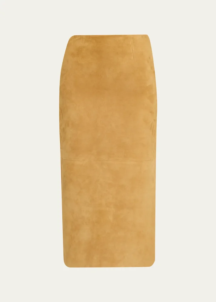 Suede Midi Pencil Skirt