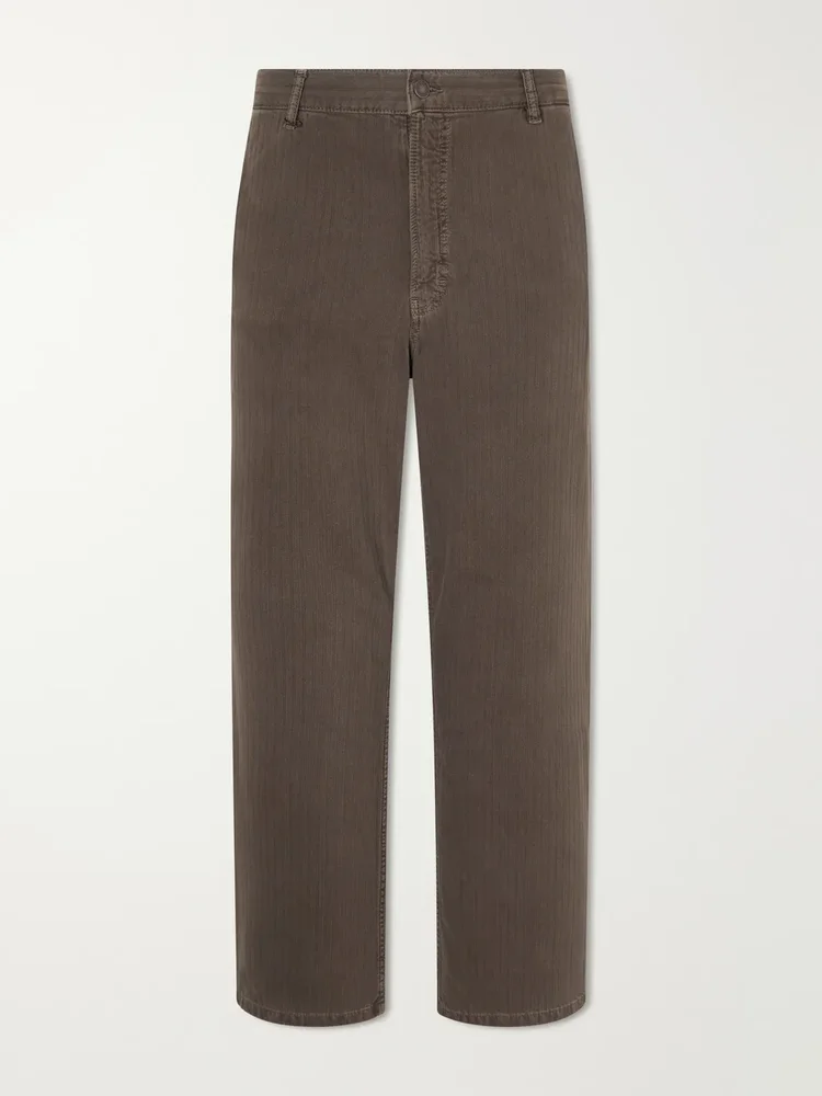 Genua Wide-Leg Herringbone Cotton-Blend Trousers