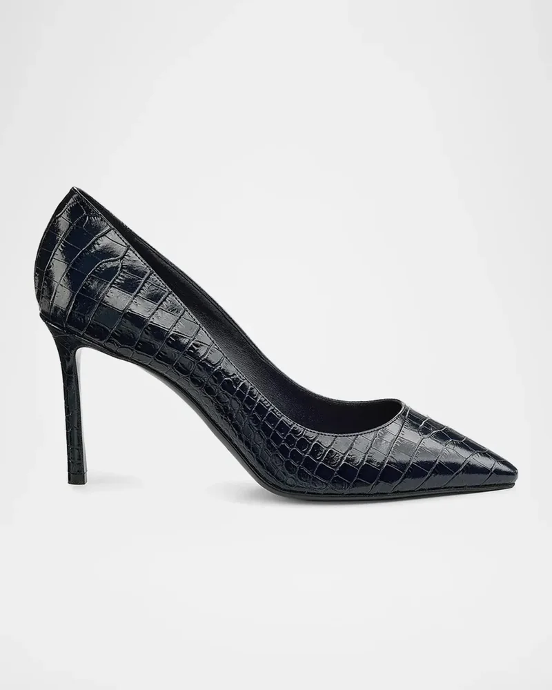 Romy 85MM Croc-Embossed Leather Pumps
