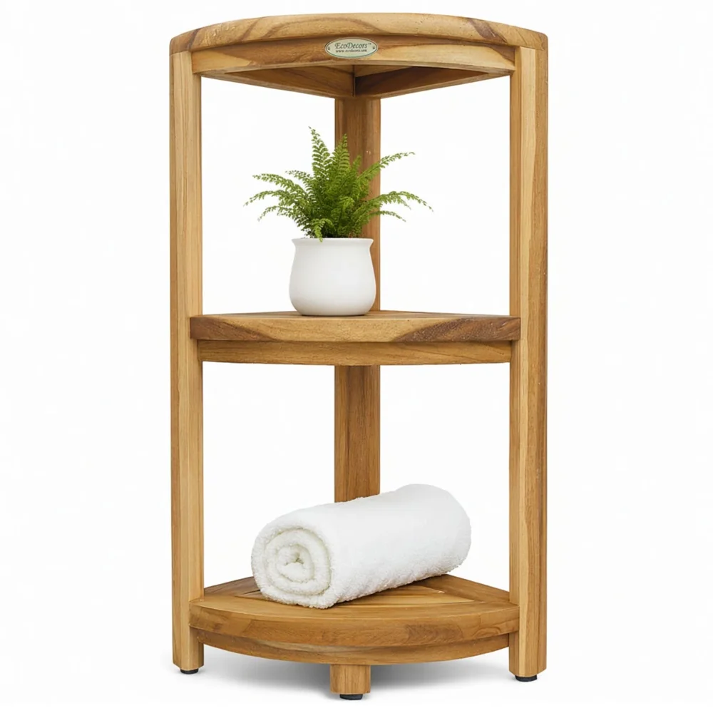 Snazzy Teak Corner Shower Shelf