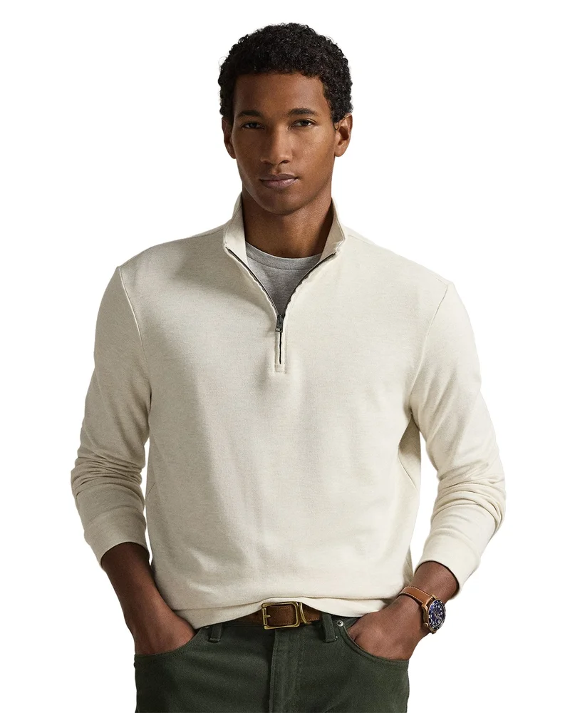 Luxury Double Knit Jacquard Quarter Zip Pullover
