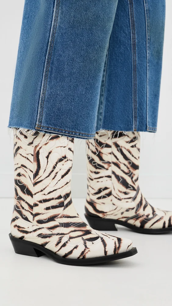 Embroidered Zebra Western Boots
