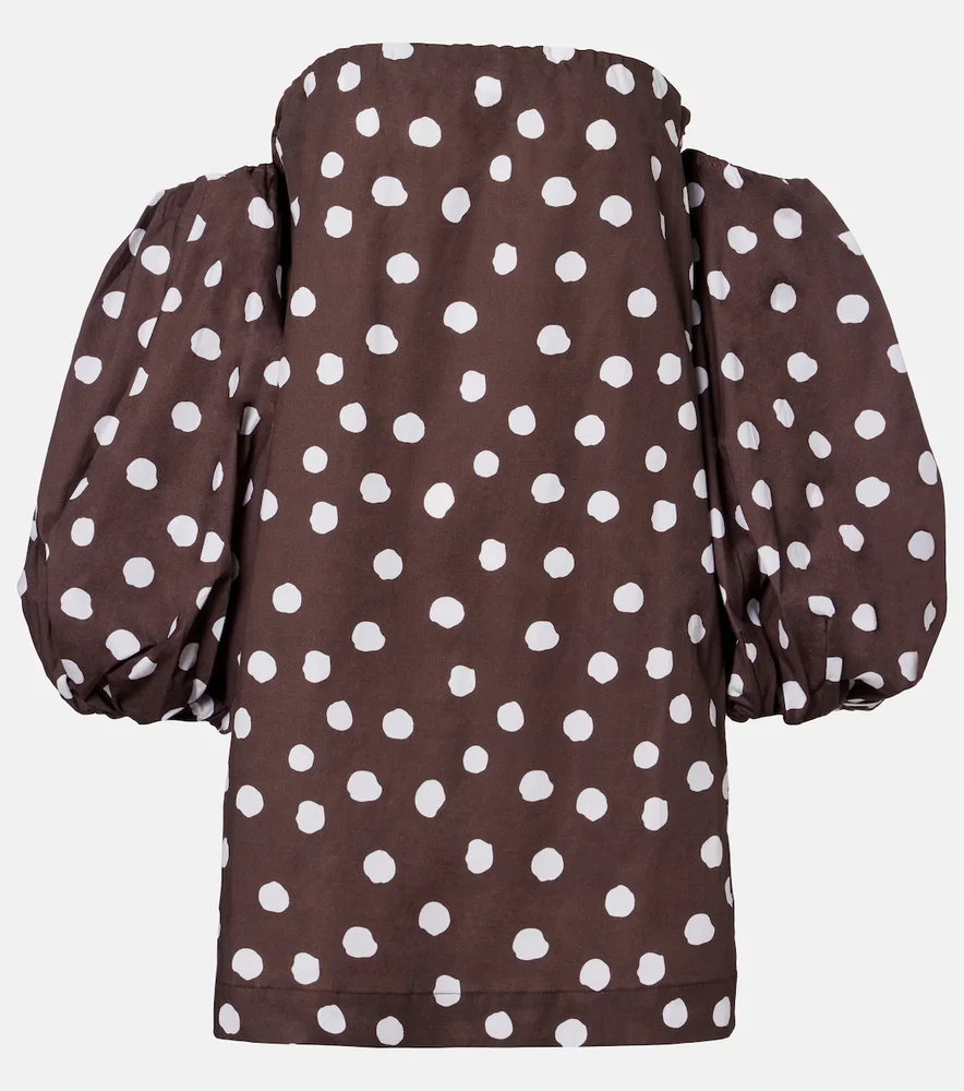 Polka-dot cotton-blend minidress