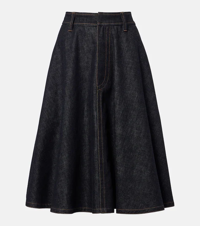Denim midi skirt