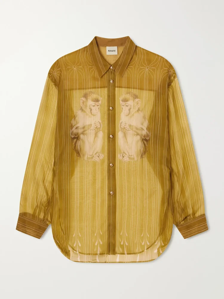 Goya printed silk-organza shirt