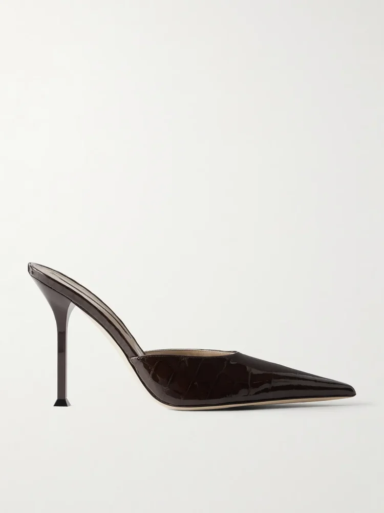 Helix 95 toe croc-effect patent-leather mules