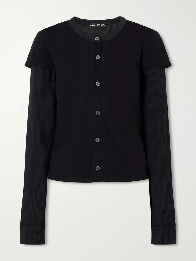 Layered cotton-blend cardigan