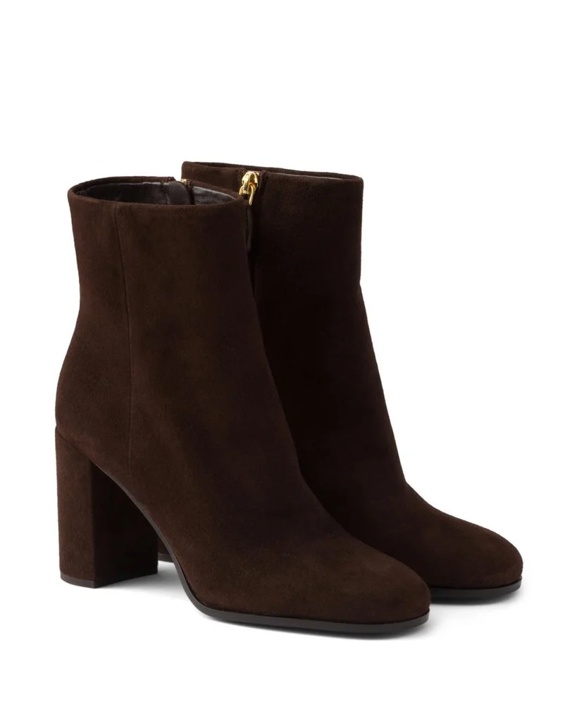 Suede Block Heel Ankle Boots