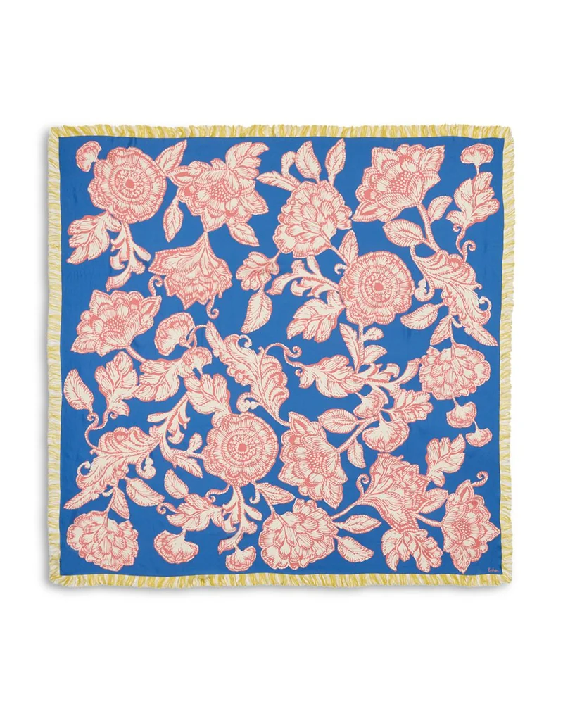 Block Floral Oversized Silk Scarf