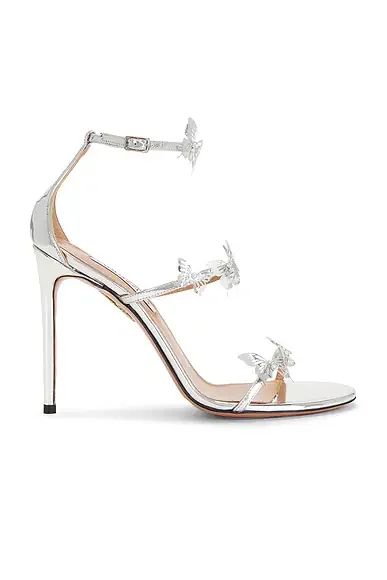 Aquazzura Papillon Sauvage 105 Sandal in Silver