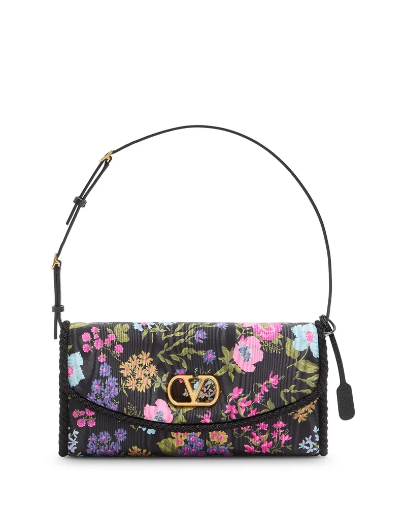 DeVain VLogo Moiré Papier Floral Fabric Small Shoulder Bag