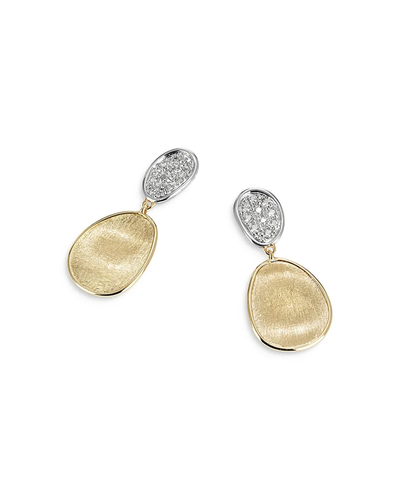 18K Yellow & White Gold Lunaria Diamond Double Drop Earrings