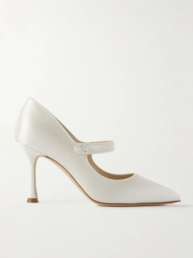 Campari Bridal 90 Grosgrain-Trimmed Satin Mary Jane Pumps