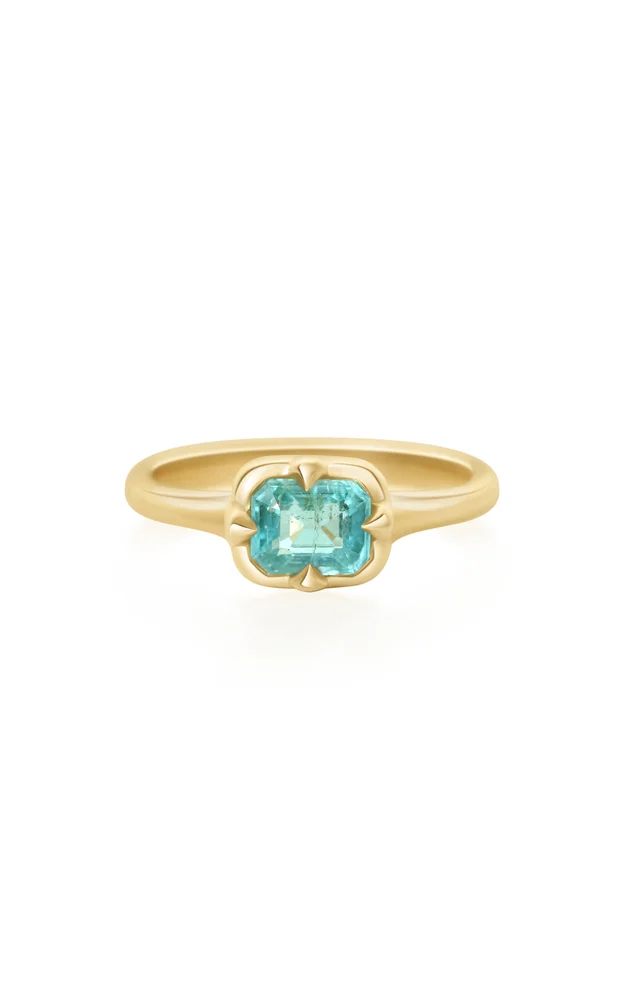 18K Yellow Gold Paraiba Tourmaline Compass Ring