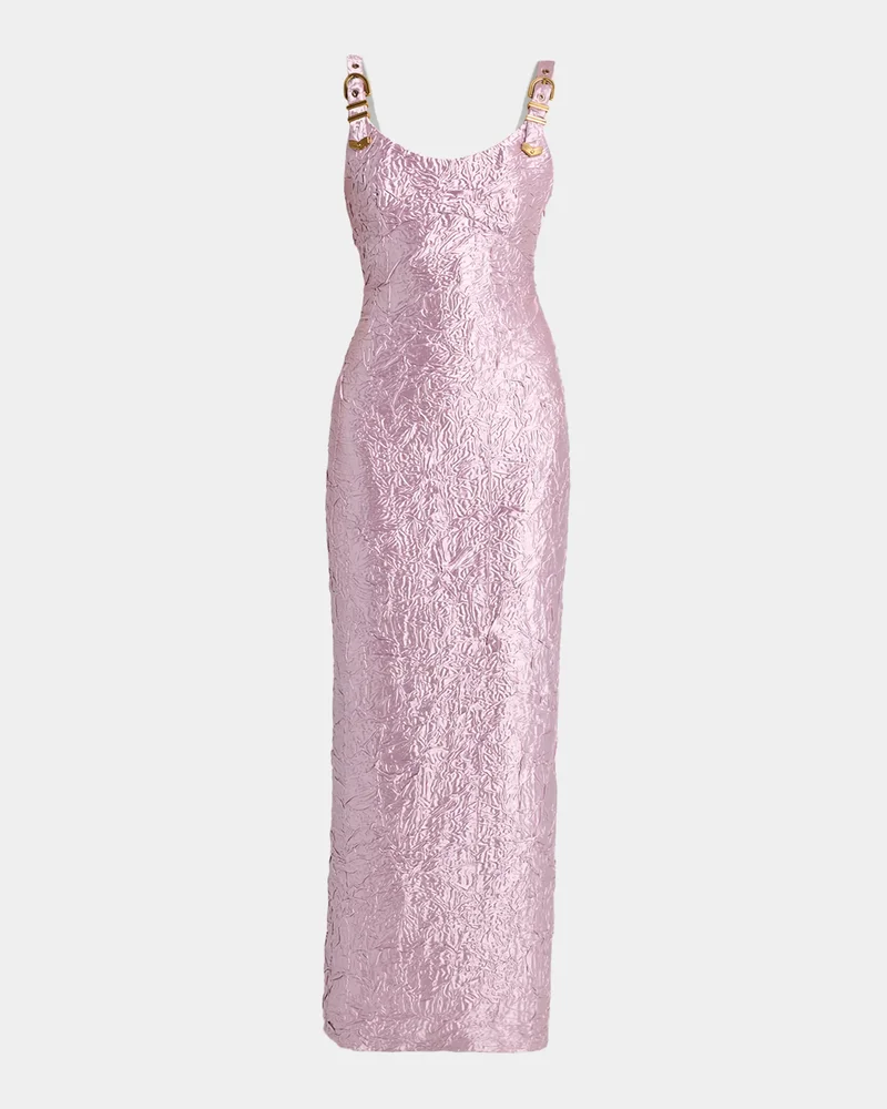 Crushed Silk-Satin Buckle Gown