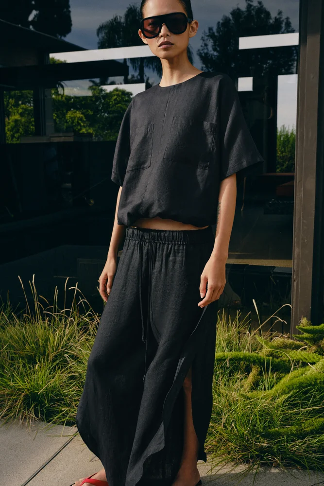 100% Linen Laced Top ZW Collection
