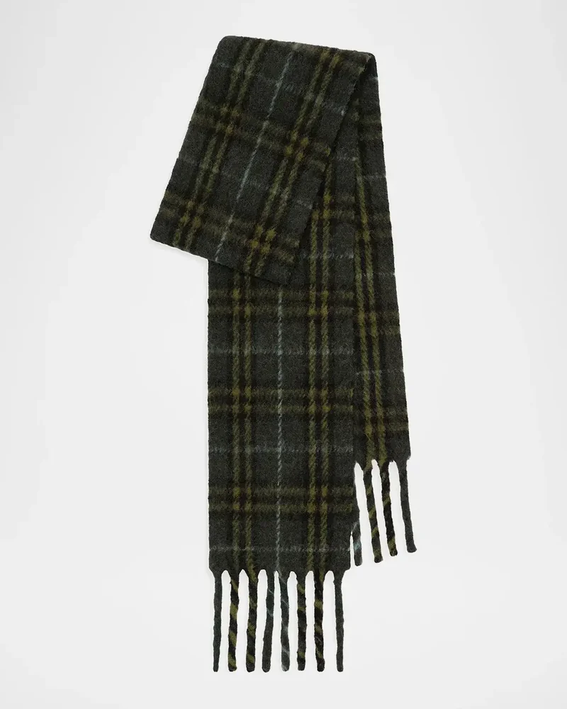 Narrow Check Alpaca Wool-Blend Scarf