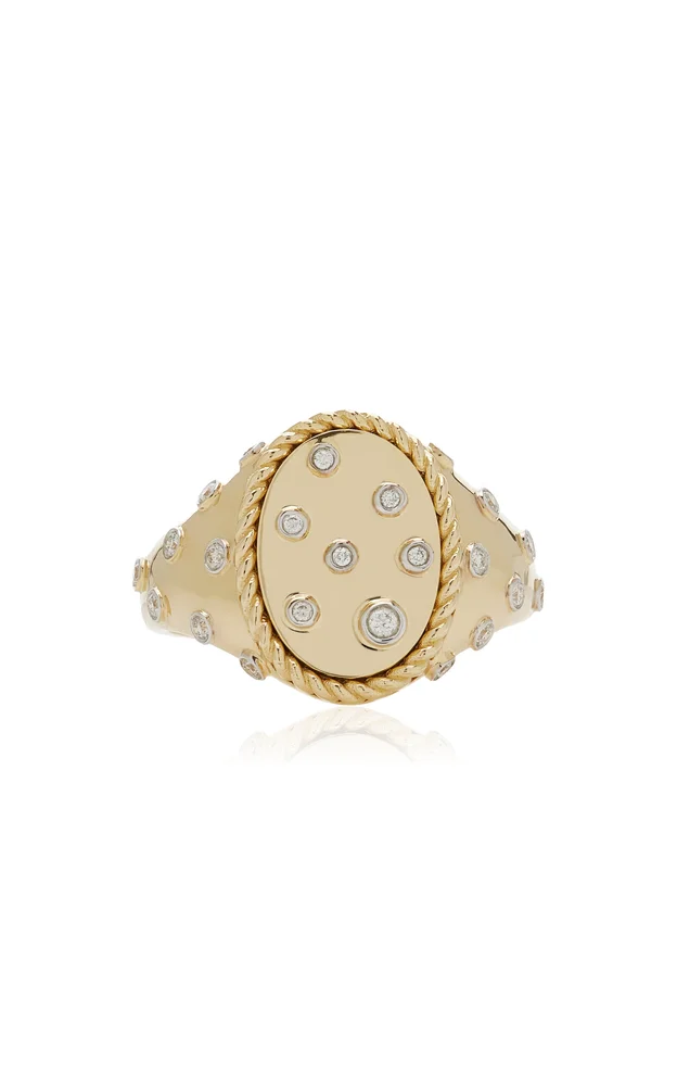 Yellow Gold Diamond Signet Ring