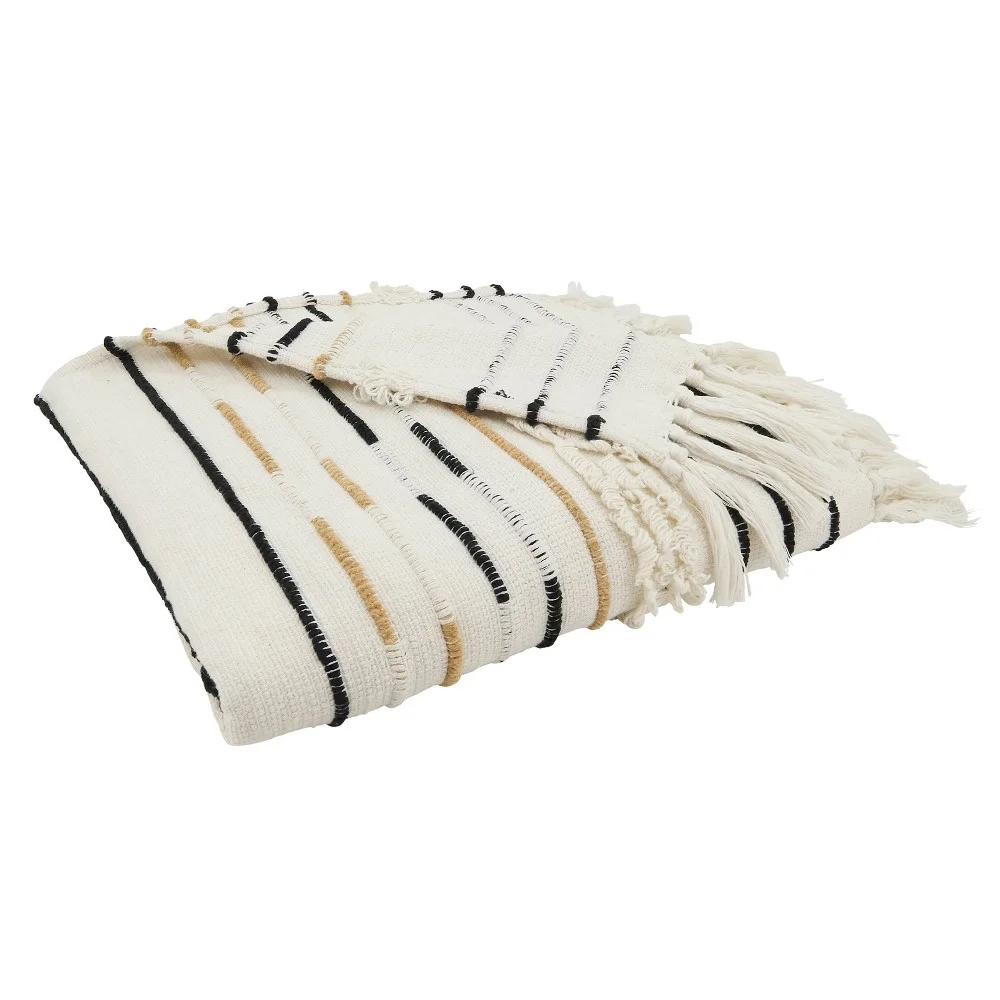 Woven Sophistication Corded Fringe Throw Blanket 50"x60"