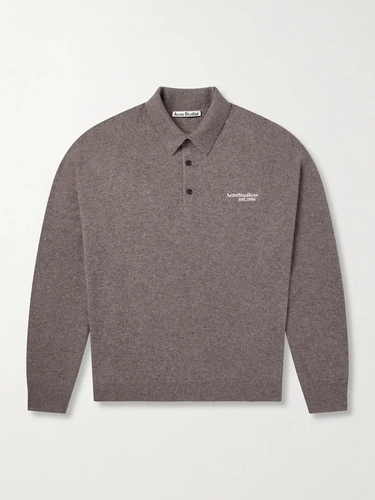Oversized Logo-Embroidered Wool and Yak-Blend Polo Sweater