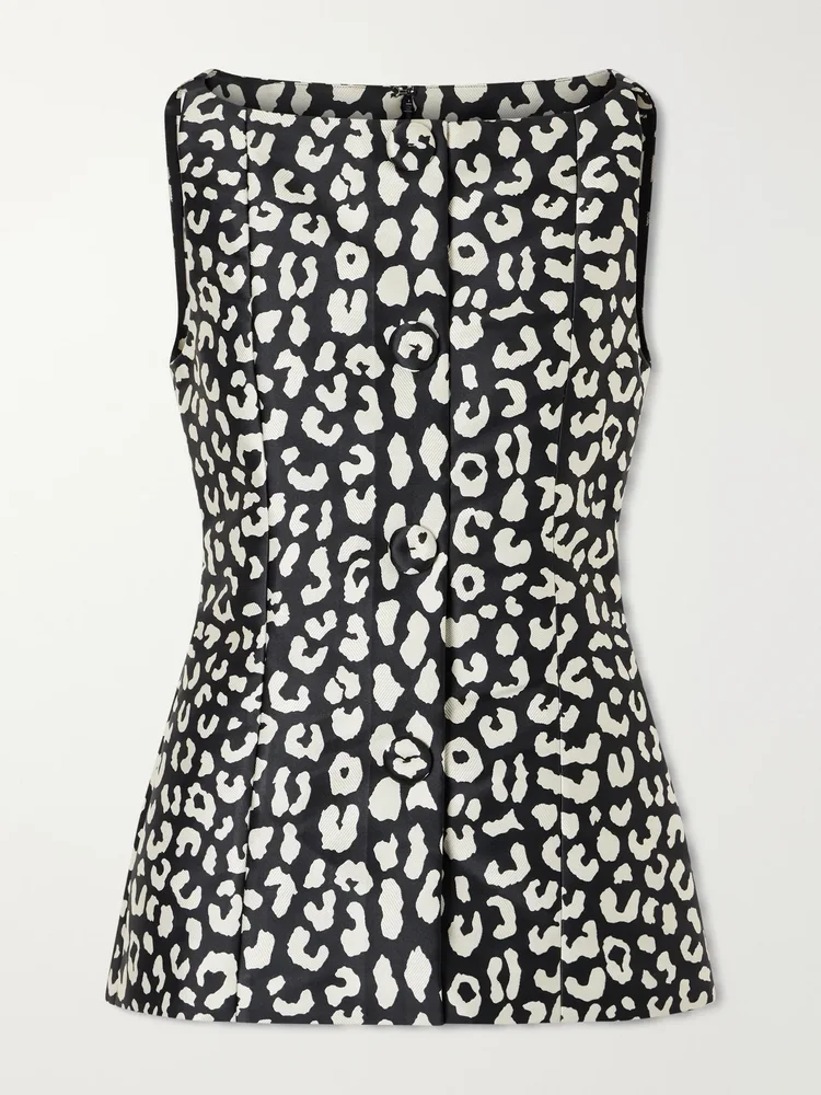 Leopard-patterned jacquard blouse