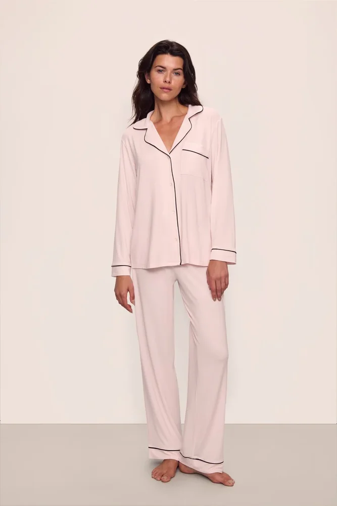 Gisele TENCEL Modal Long PJ Set, Sorbet Pink/Black