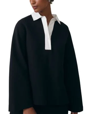 REISSGaia Open Collar Contrast Top