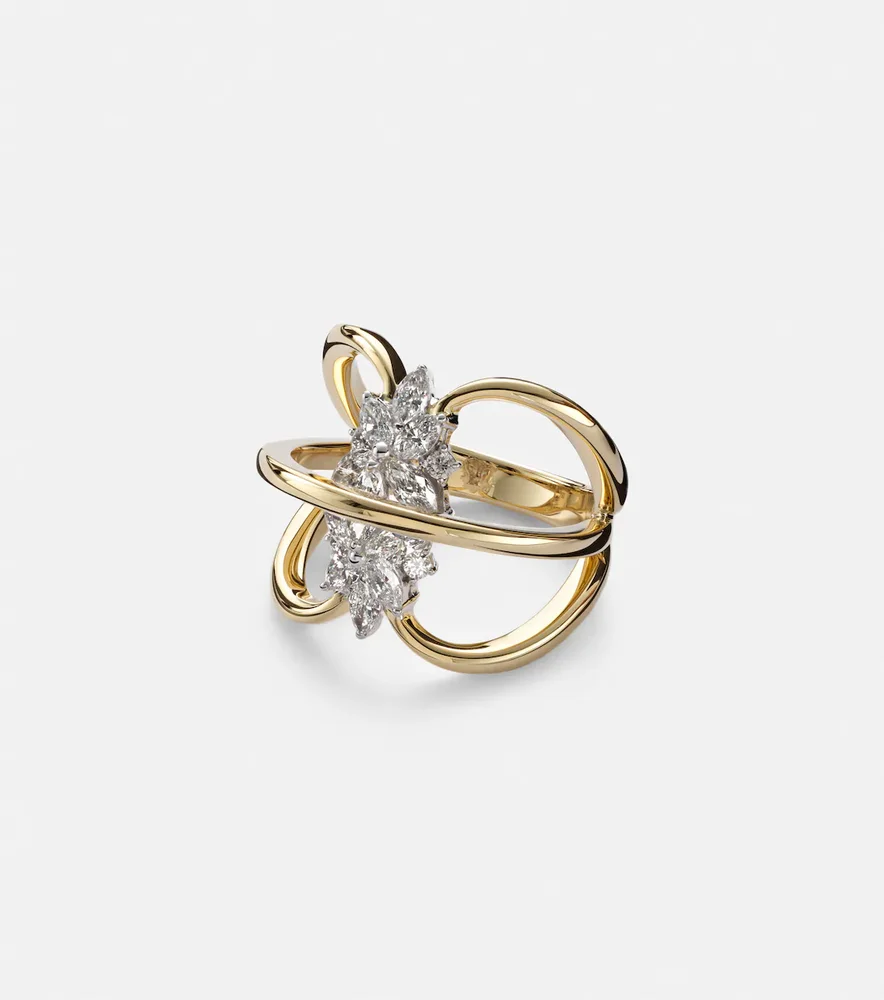 Golden Strada 18kt yellow and white gold ring with diamonds