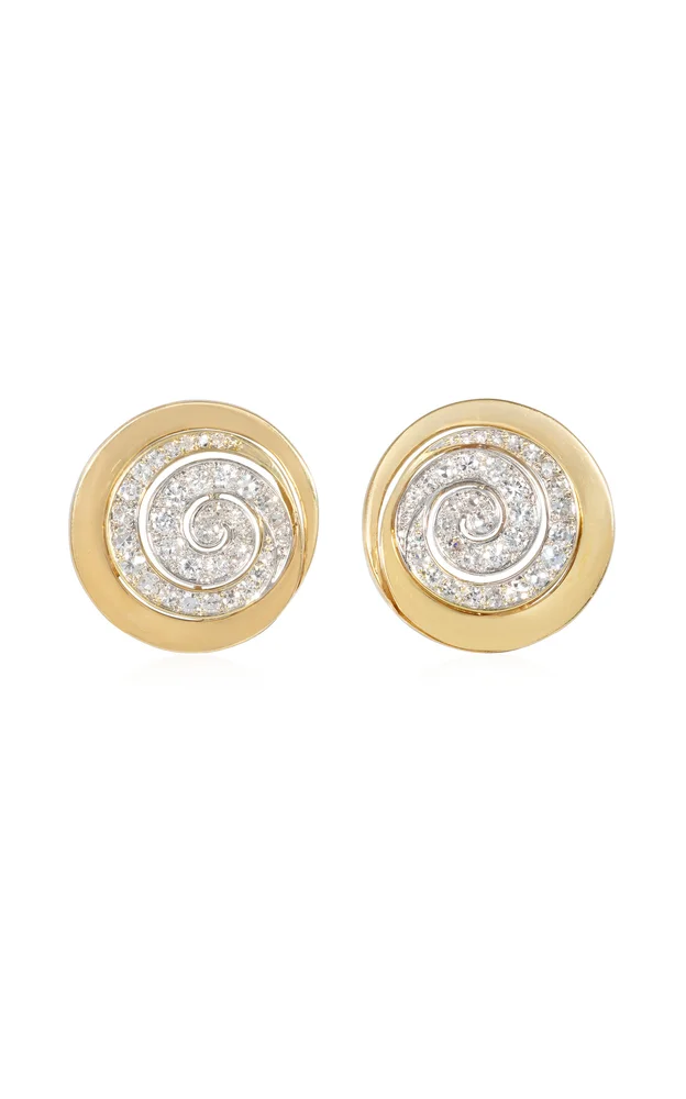Herbert Rosenthal Gold and Diamond Swirl Earrings
