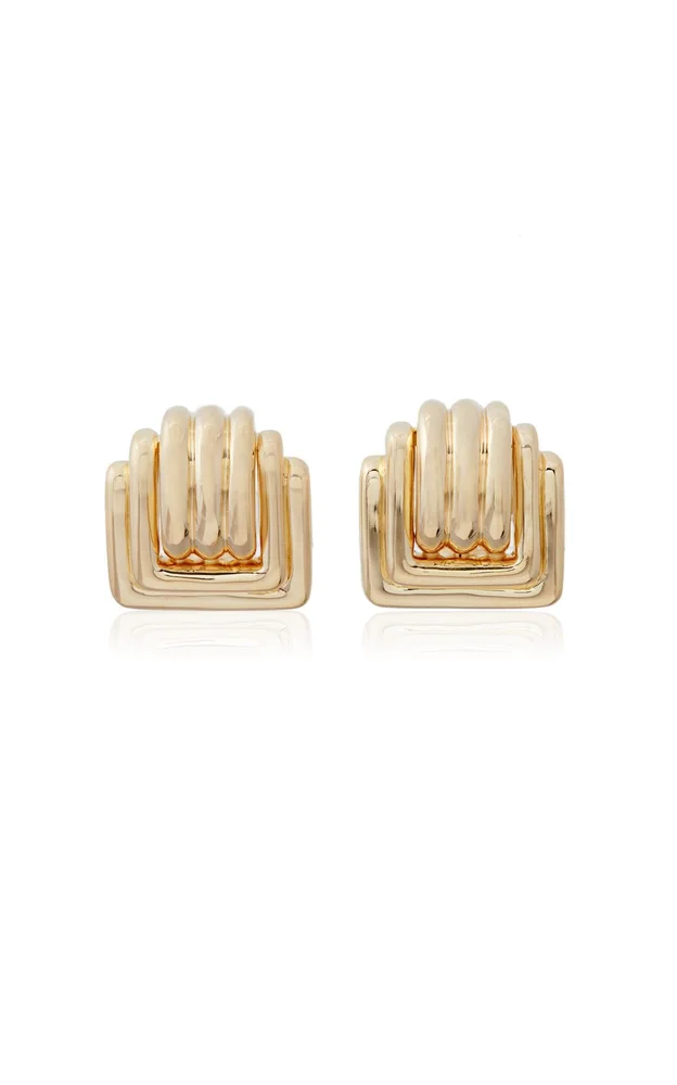 Square 18K Yellow Gold Earrings