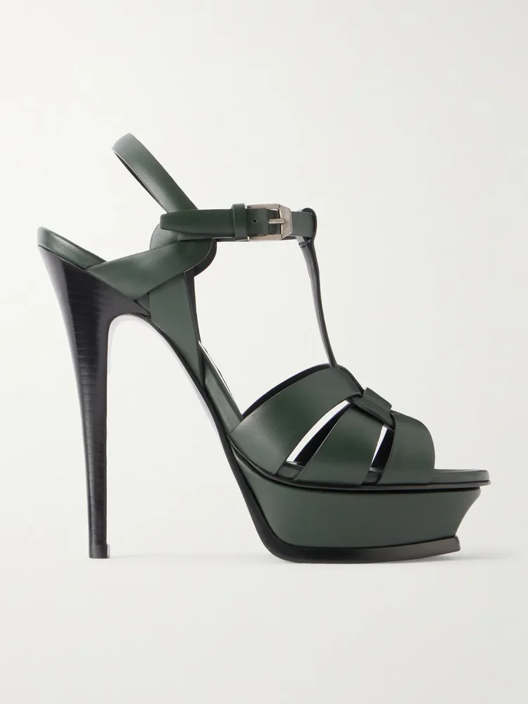 Tribute woven patent-leather platform sandals