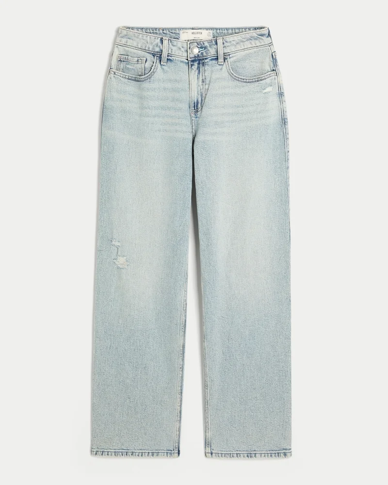 High-Rise Distressed Dad Jeans (light wash)