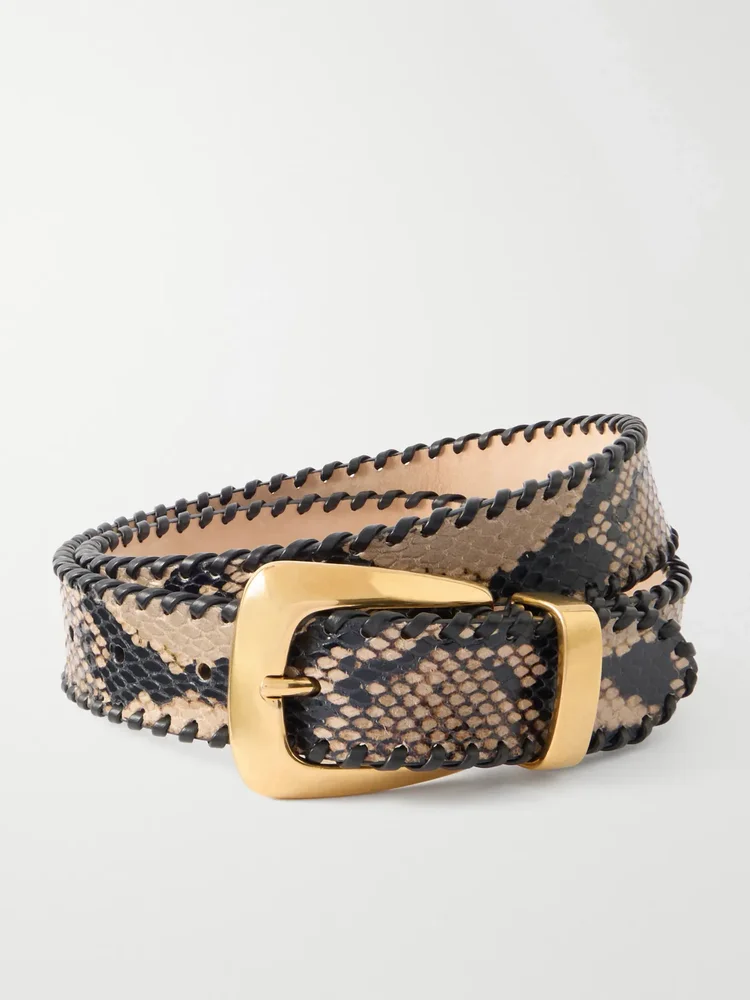 benny snake effect leather belt