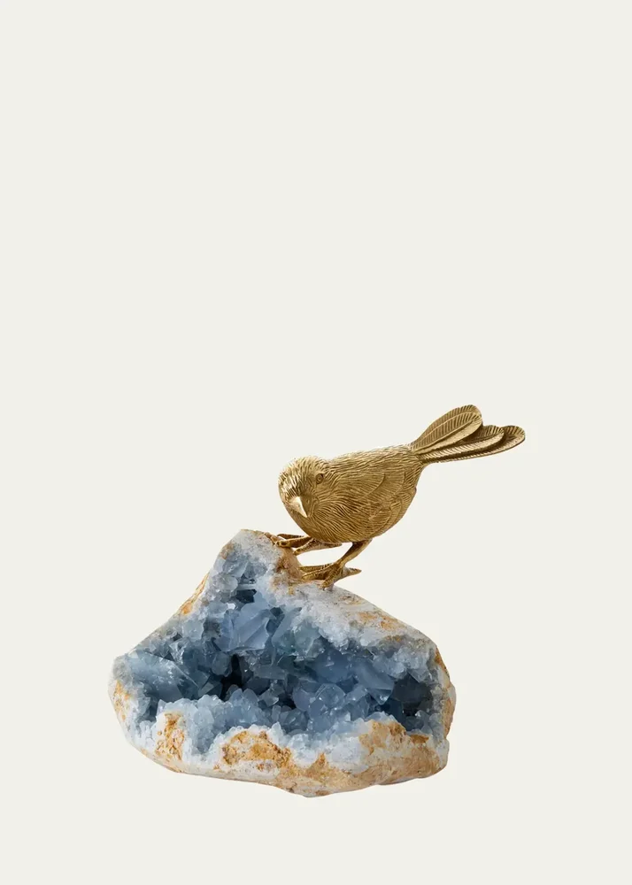 Bird On Celestite Rock II Decorative Accent