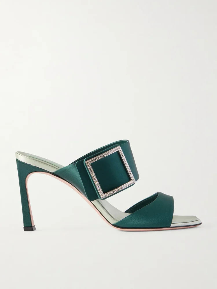 Trompette 85 crystal-embellished satin mules