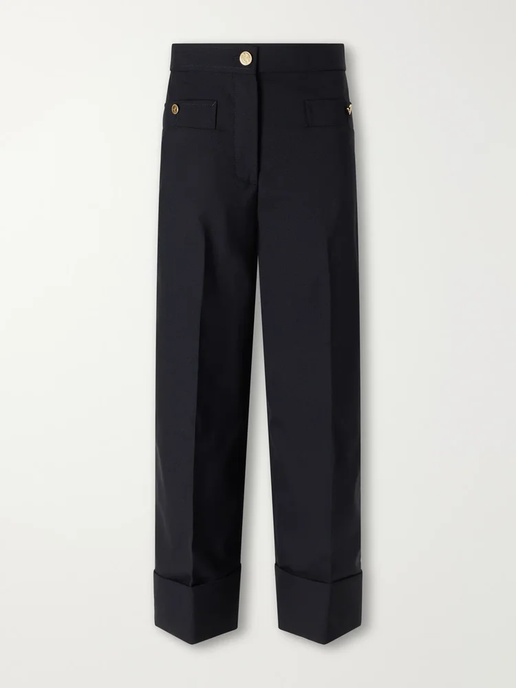 Virgin wool-twill straight-leg cropped pants