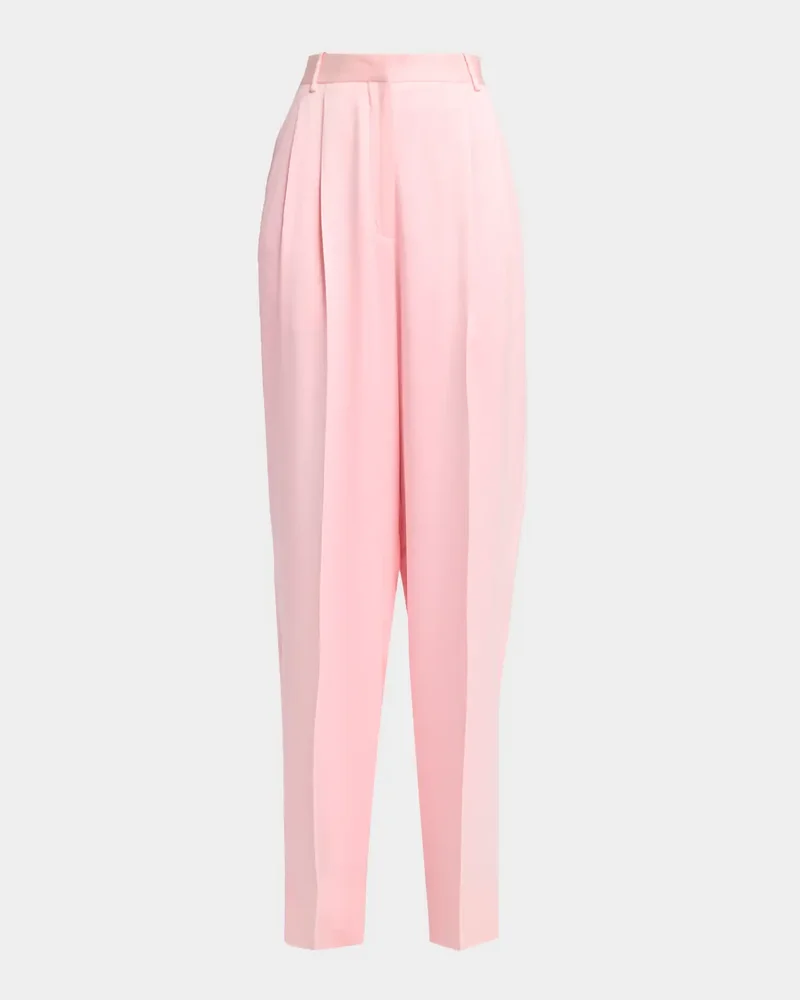 Double Silk Satin Tapered-Leg Trousers