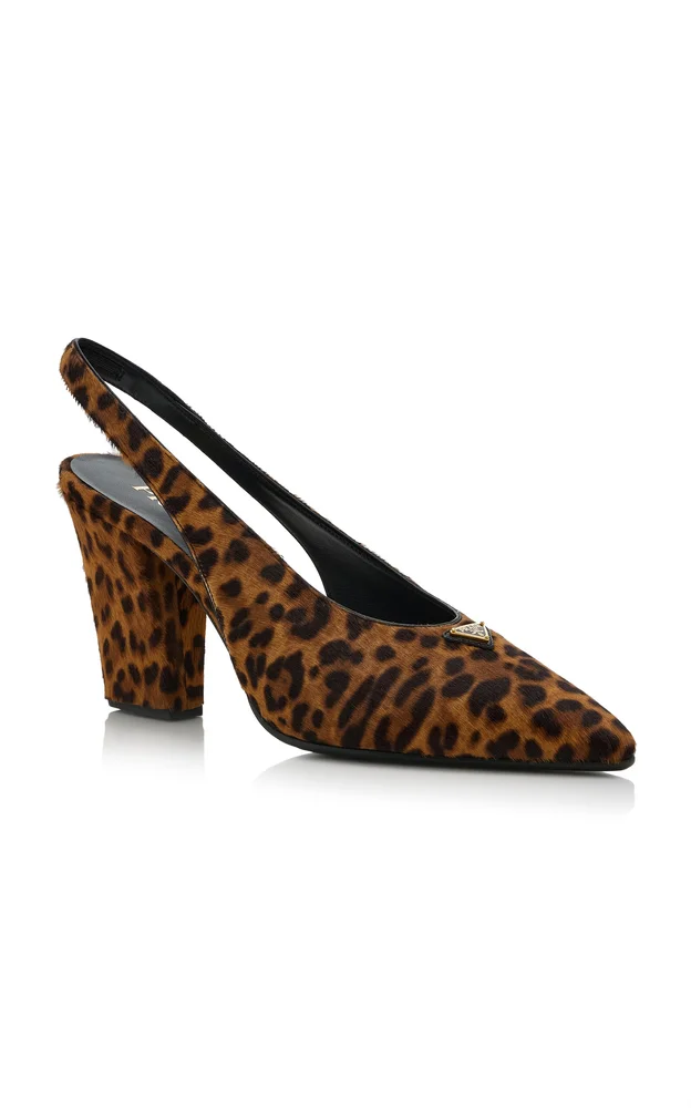 Leopard Pony Hair Slingback Pumps