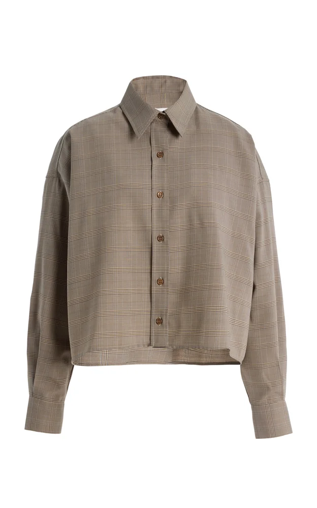 Arlen Plaid Wool-Blend Boxy Shirt