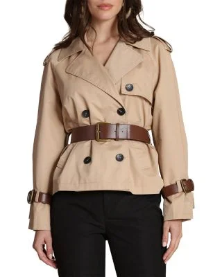 Short Trench Jacket with Leather Belt