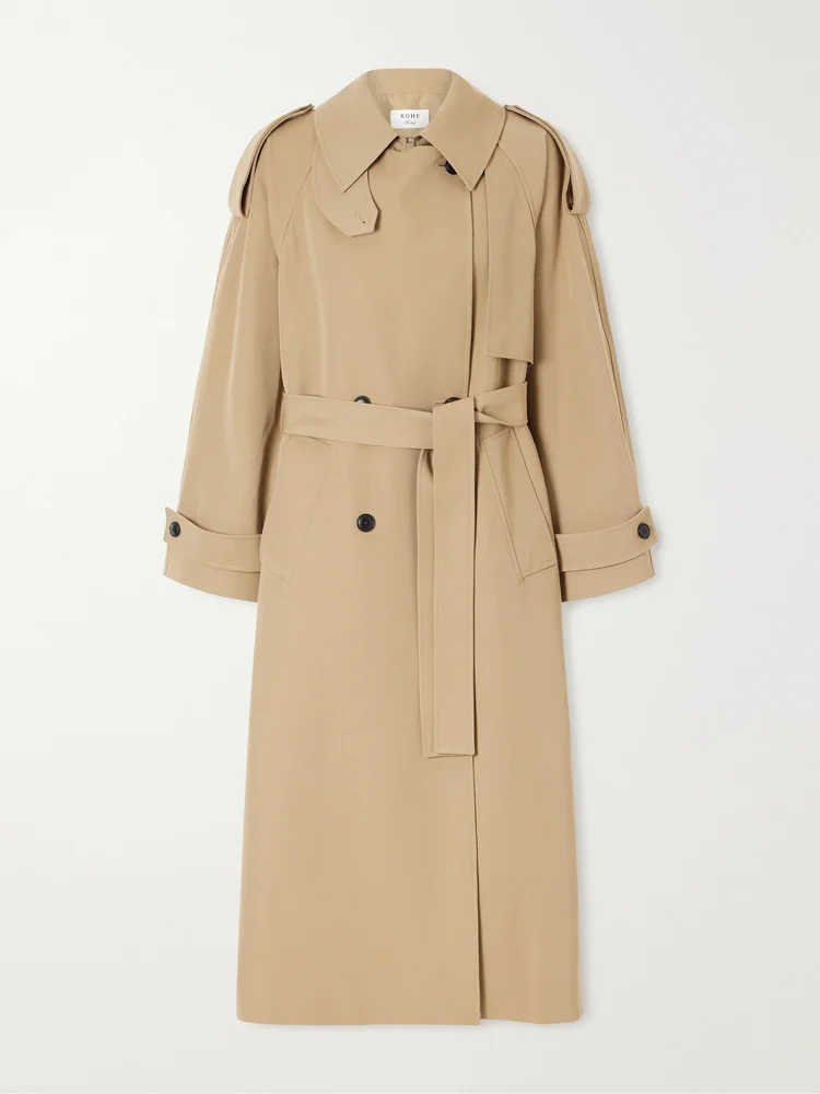 Classic double-breasted gabardine trench coat
